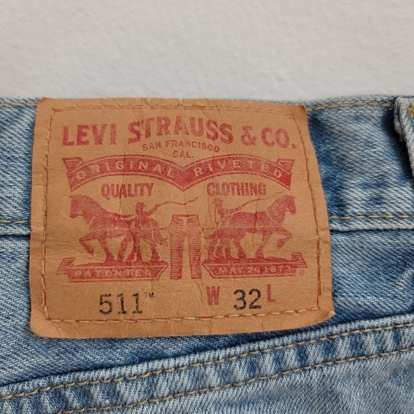 Levi's 511 Light Wash Distressed Denim Cut-Off Jean Shorts - Picture 3 of 11